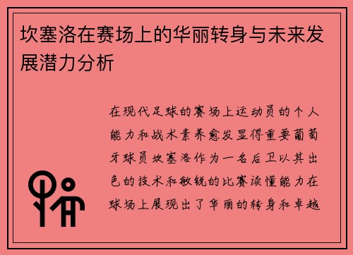 坎塞洛在赛场上的华丽转身与未来发展潜力分析
